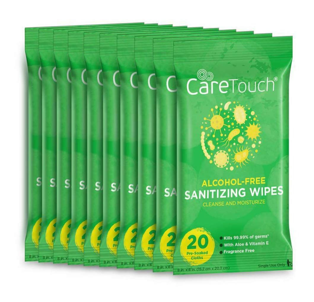 Care Touch Alcohol-Free Hand Sanitizing Wipes - 10 Pouches