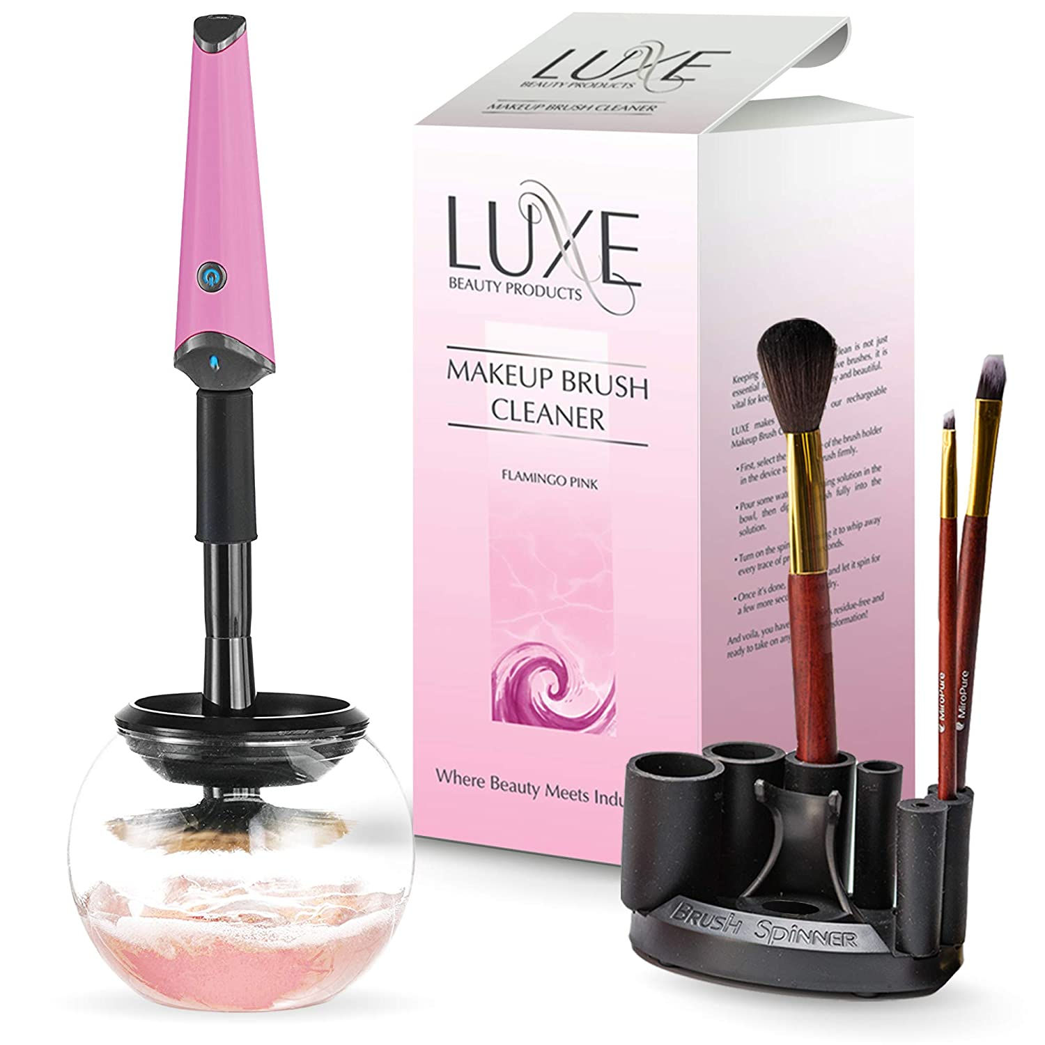 Luxe Electric Makeup Brush Cleaner - Pink