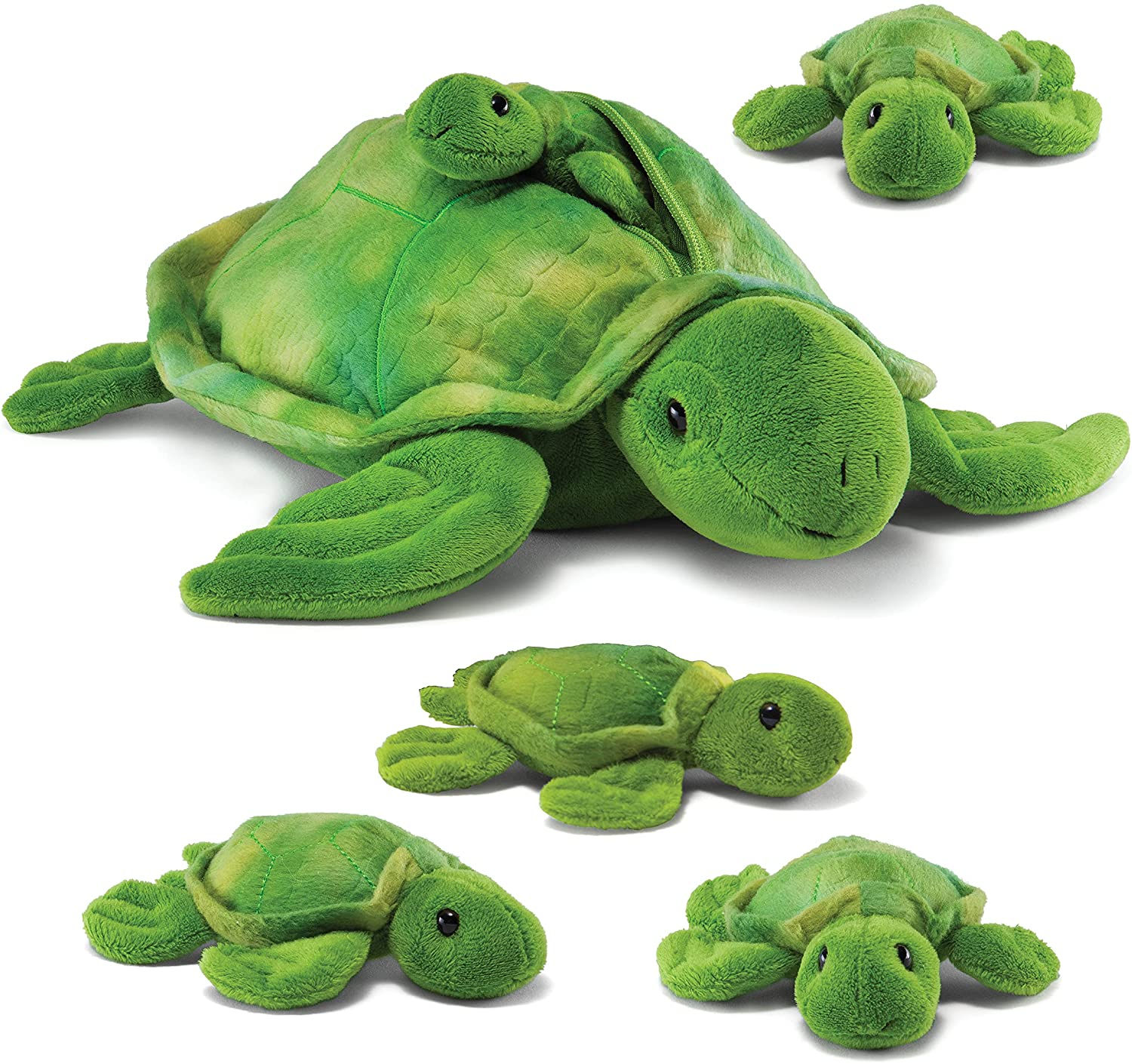 Prextex Plush Turtle with with 3 Little Plush Baby Turtles