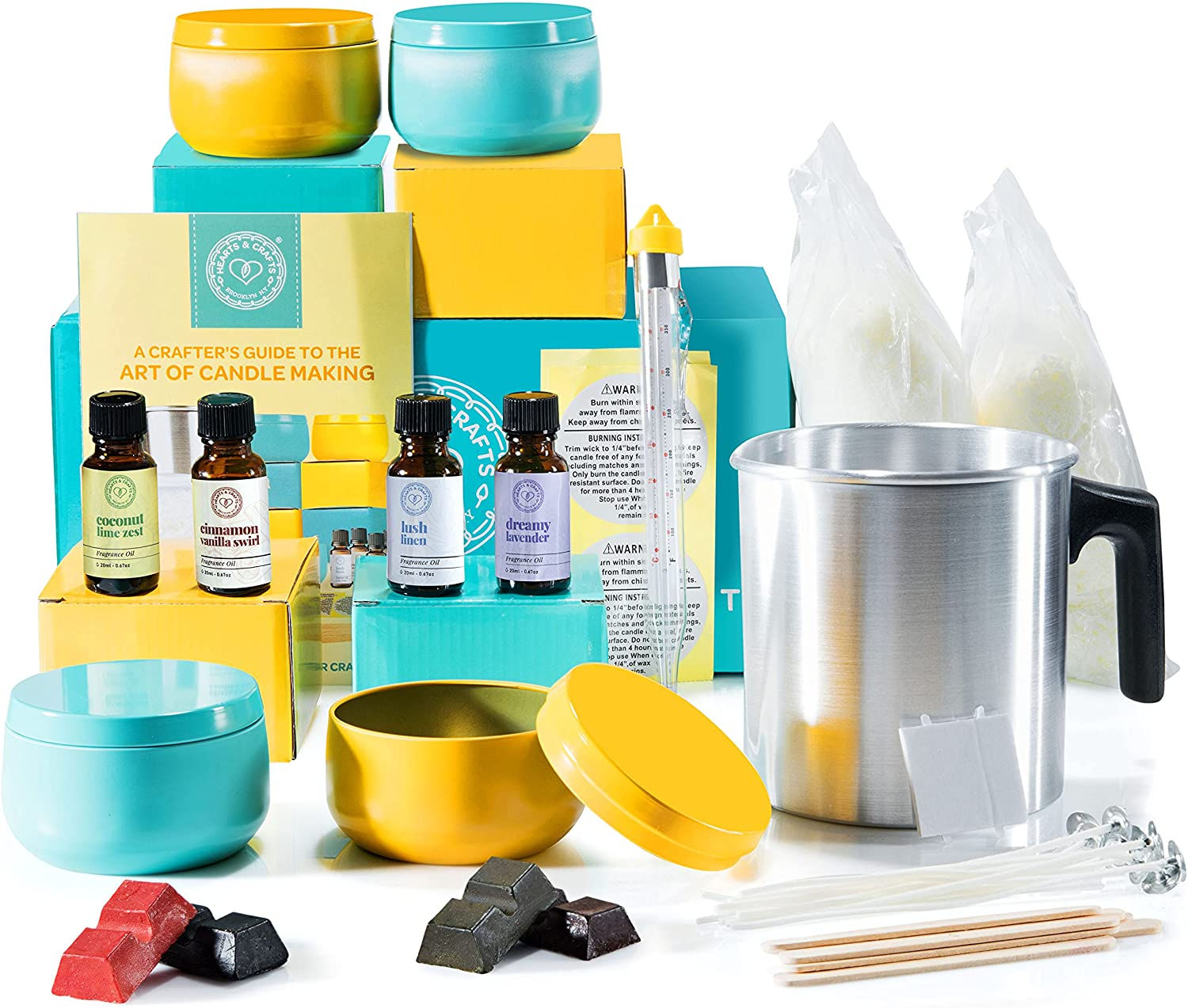 Hearts & Crafts DIY Complete Soy Wax Candle Making Kit - 2lbs Soy Wax