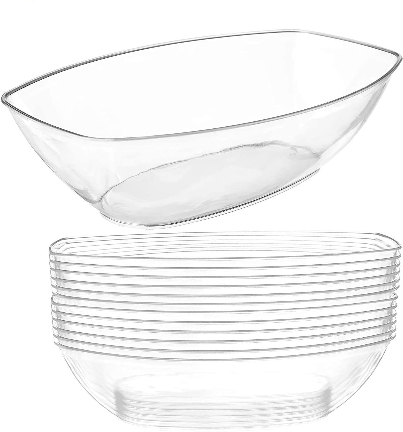 Prestee 12 Clear Plastic Serving Bowls for Parties 64 Oz.
