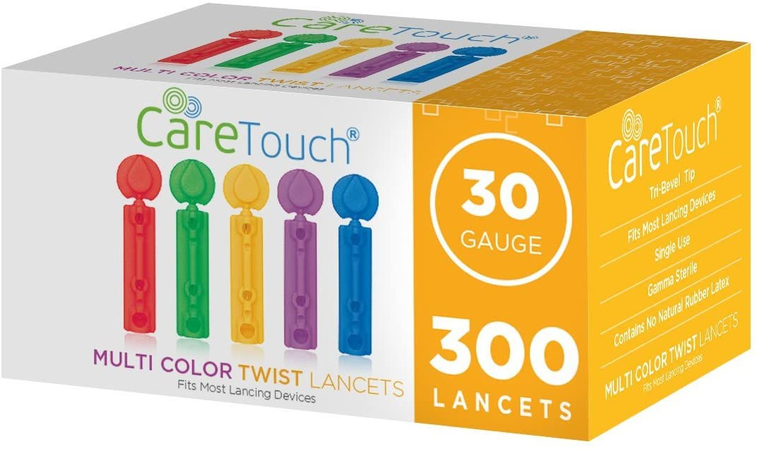 Care Touch Multi Colored Lancets 30 Gauge, 300 Lancets