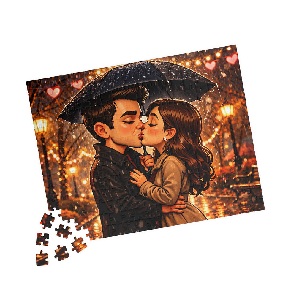 Thumbnail: Romantic Rainy Night Couple Jigsaw Puzzle — 520/1014/252/110 Pieces