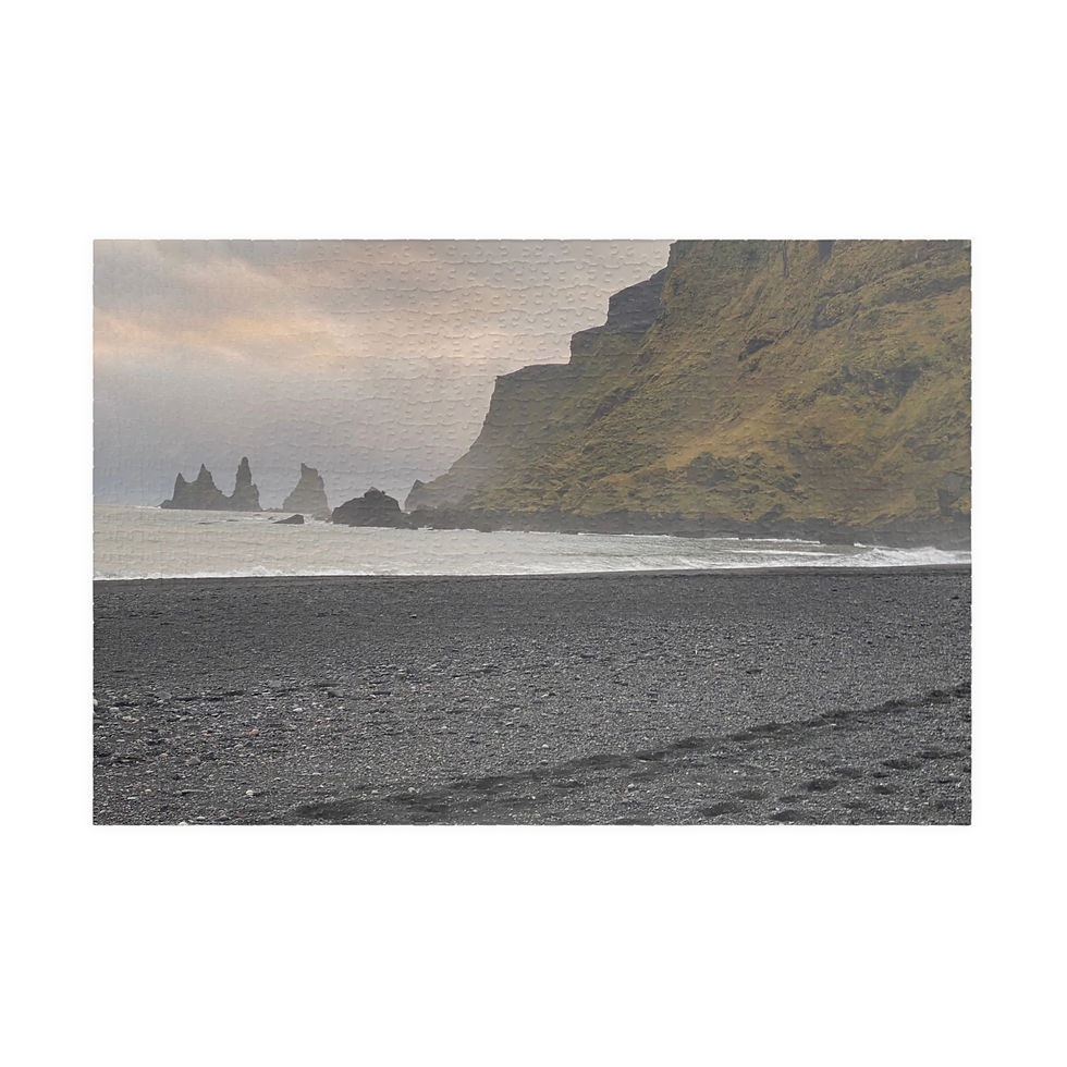 Thumbnail: Icelandic Black Sand Beach Jigsaw Puzzle — Coastal Cliff Landscape 