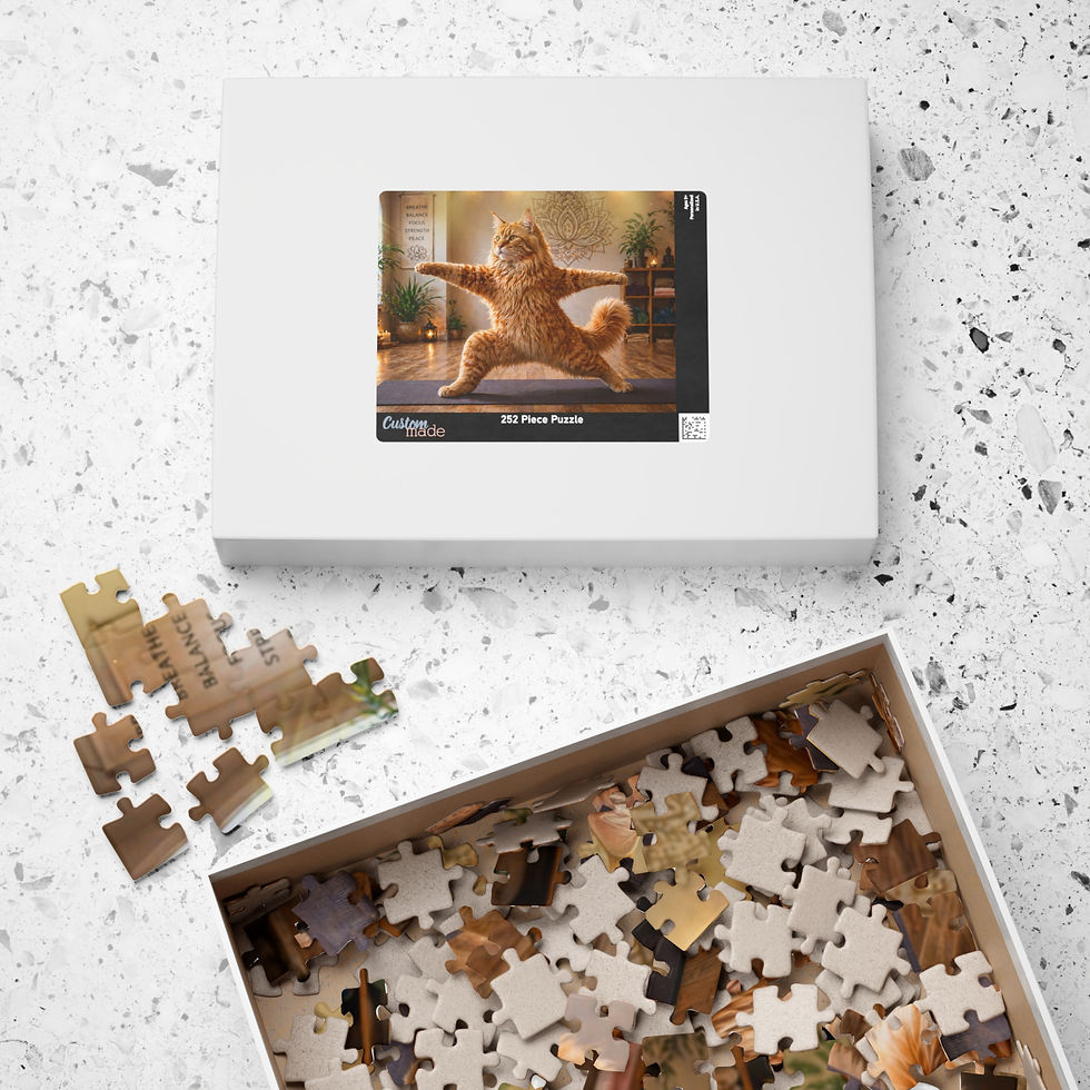 Thumbnail: Yoga Cat Jigsaw Puzzle – Ginger Cat in Warrior Pose (110–1014 pcs)