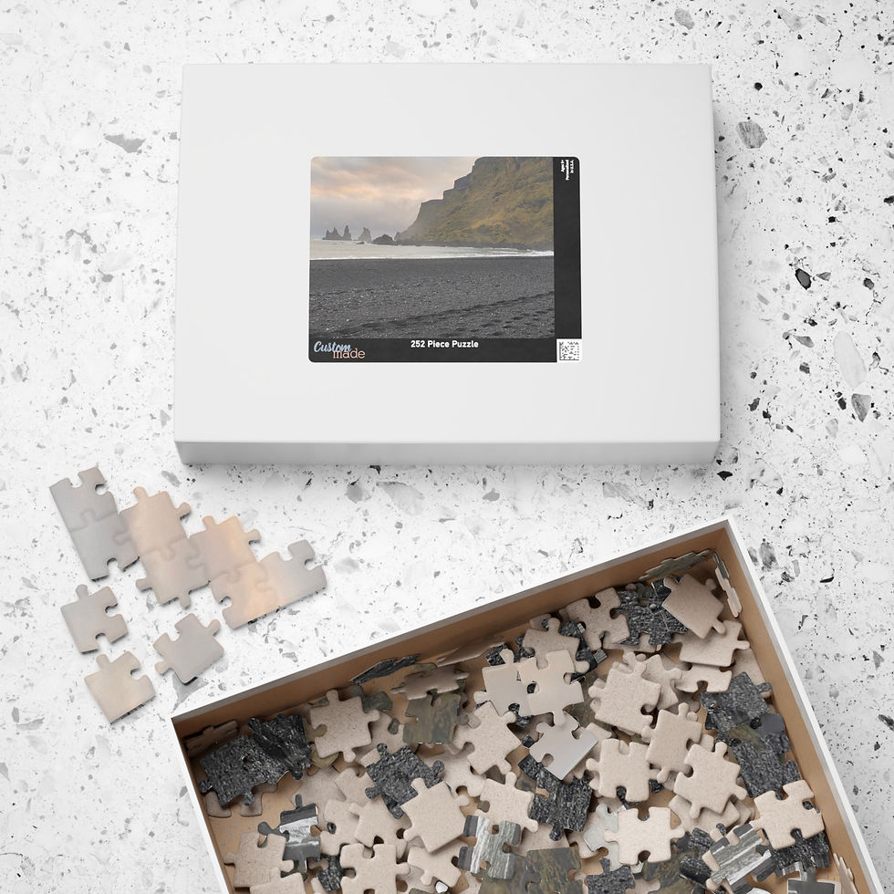 Thumbnail: Icelandic Black Sand Beach Jigsaw Puzzle — Coastal Cliff Landscape 