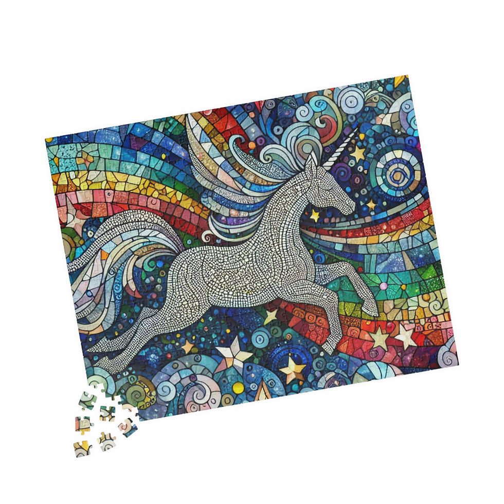 Thumbnail: Unicorn Mosaic Jigsaw Puzzle - Rainbow Stained Glass Design (110–1014 pcs)
