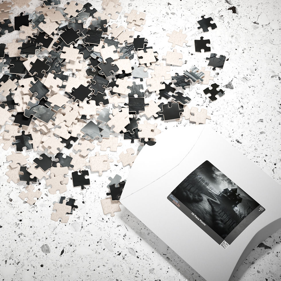 Thumbnail: Haunted Mansion Jigsaw Puzzle — Spooky Black & White Gothic Scene 