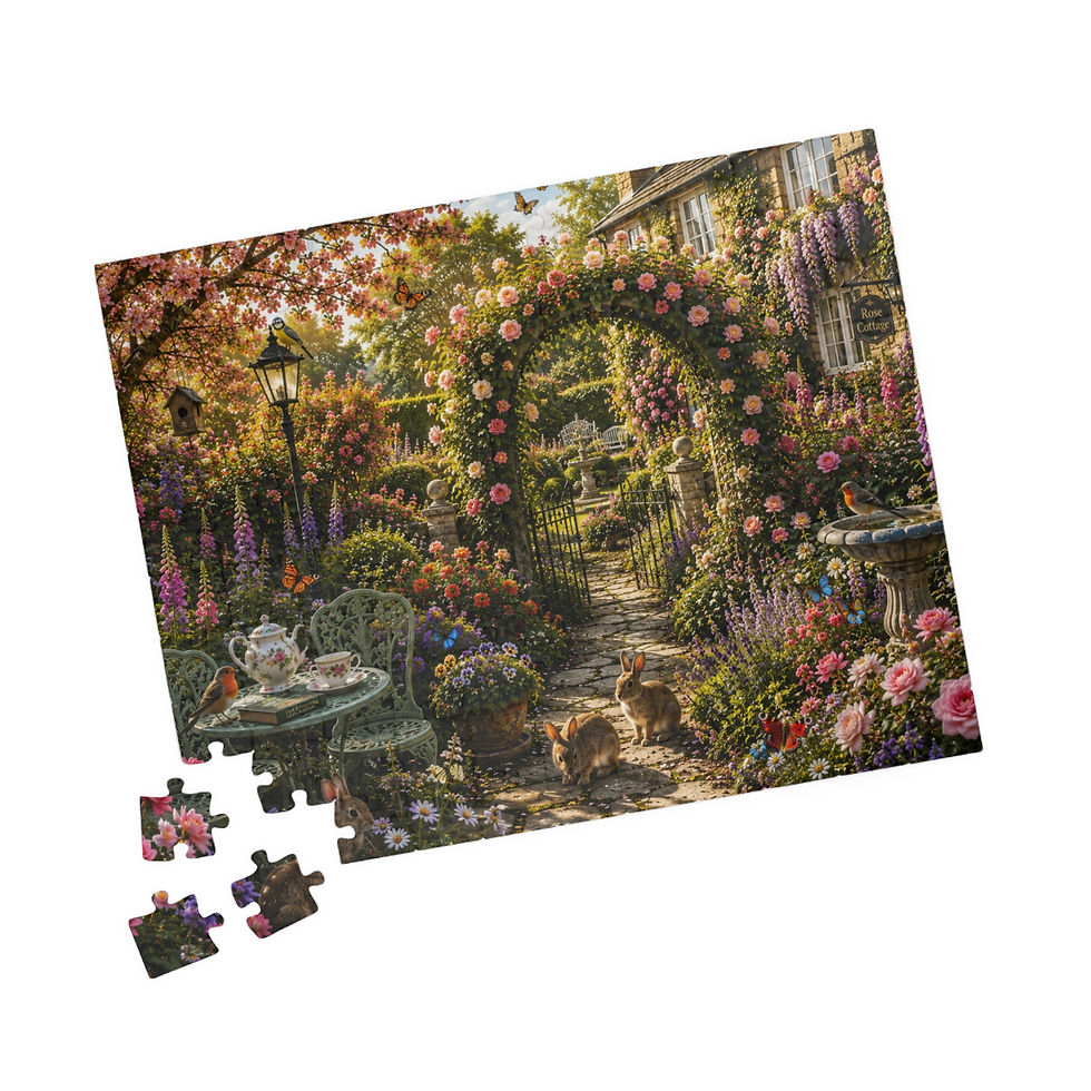 Thumbnail: Cottage Garden Escape Puzzle — Scenic Floral Jigsaw (110/252/520/1014 pcs)