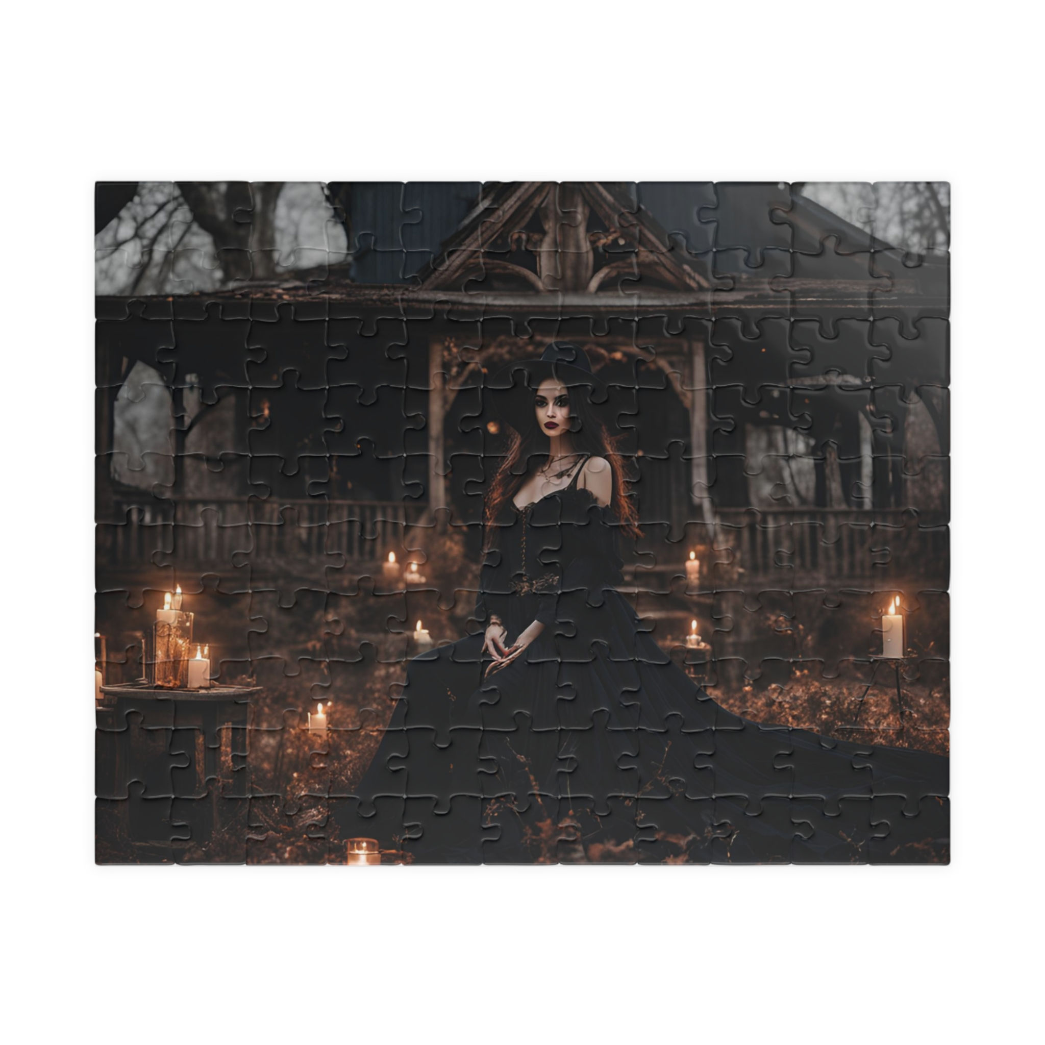 Gothic Candlelit Witch Portrait Jigsaw Puzzle (110–1014 pcs)