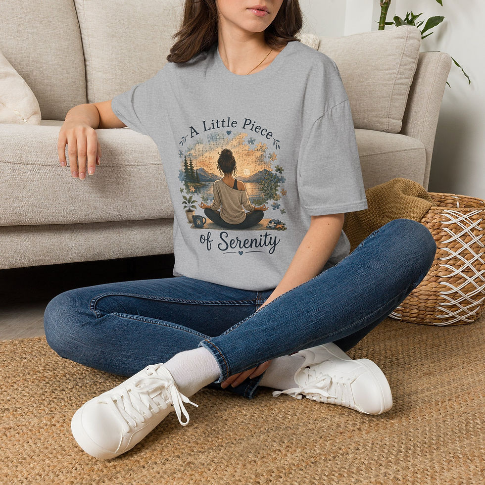 Thumbnail: Serenity Puzzle T-Shirt — "A Little Piece of Serenity" Scenic Meditation Tee