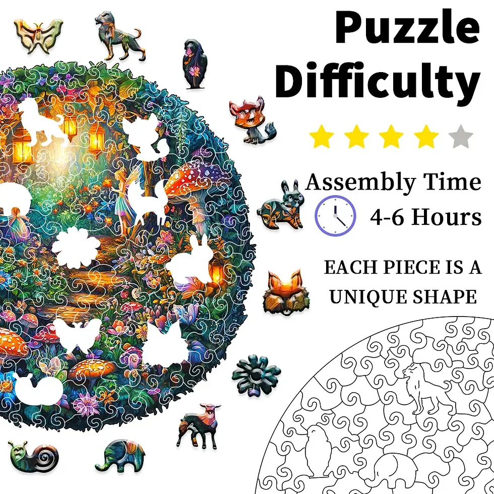 Thumbnail: Enchanted Mushroom Forest Wooden Puzzle for Adults
