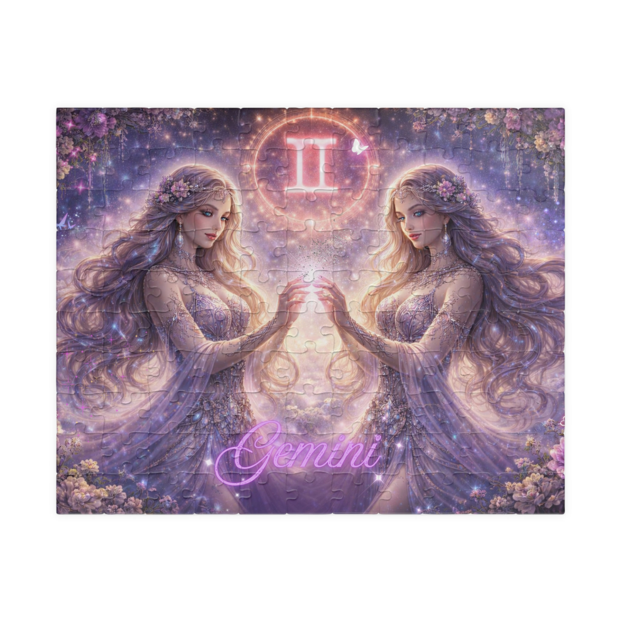 Gemini Zodiac Jigsaw Puzzle – The Celestial Twins Fantasy Art