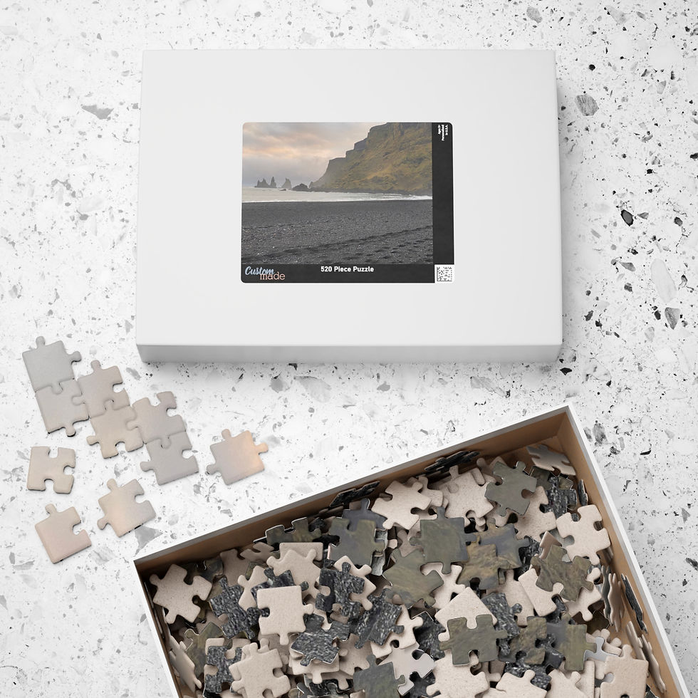 Thumbnail: Icelandic Black Sand Beach Jigsaw Puzzle — Coastal Cliff Landscape 