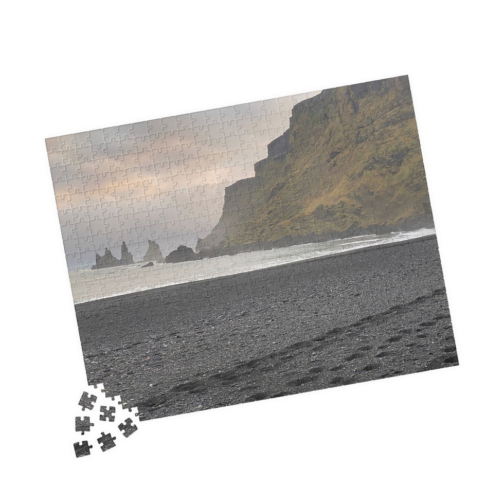 Thumbnail: Icelandic Black Sand Beach Jigsaw Puzzle — Coastal Cliff Landscape 