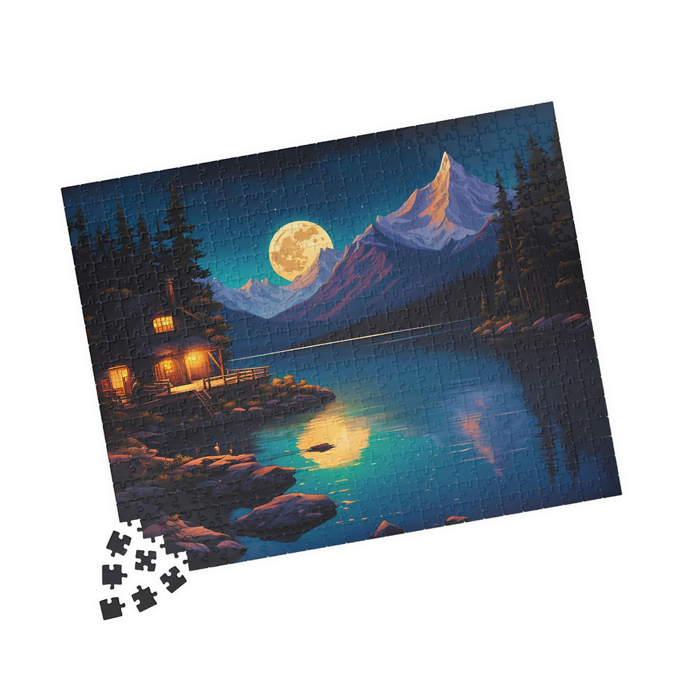 Thumbnail: Moonlit Lake Tranquility Cozy Cabin Puzzle