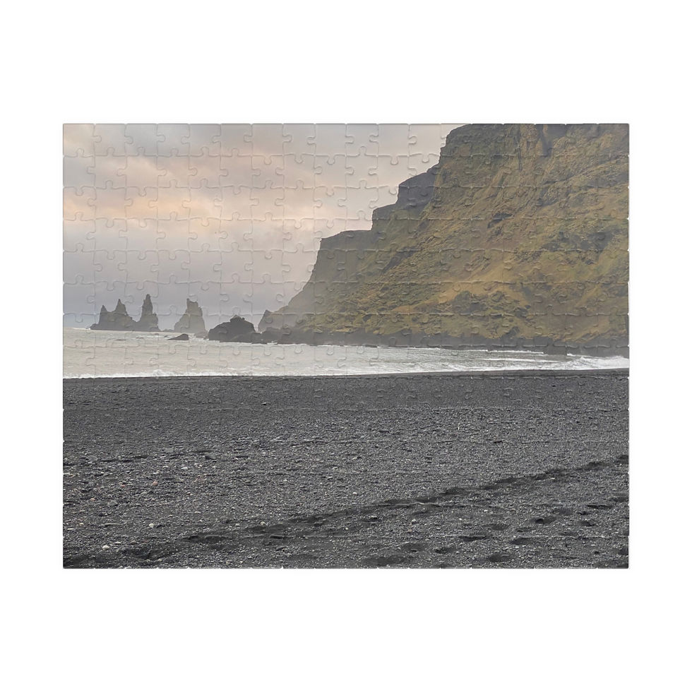 Thumbnail: Icelandic Black Sand Beach Jigsaw Puzzle — Coastal Cliff Landscape 