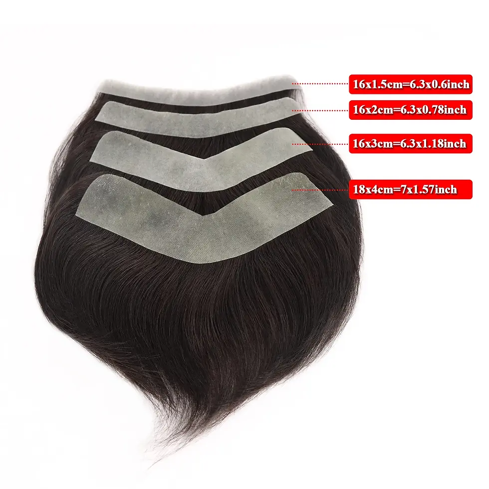 Thumbnail: Men's Forehead Wig v Loop Straight Frontal Hairline 100% Human Hair Patch