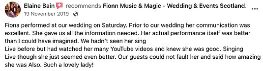 Fionn Music Wedding singer Scotland Magician review