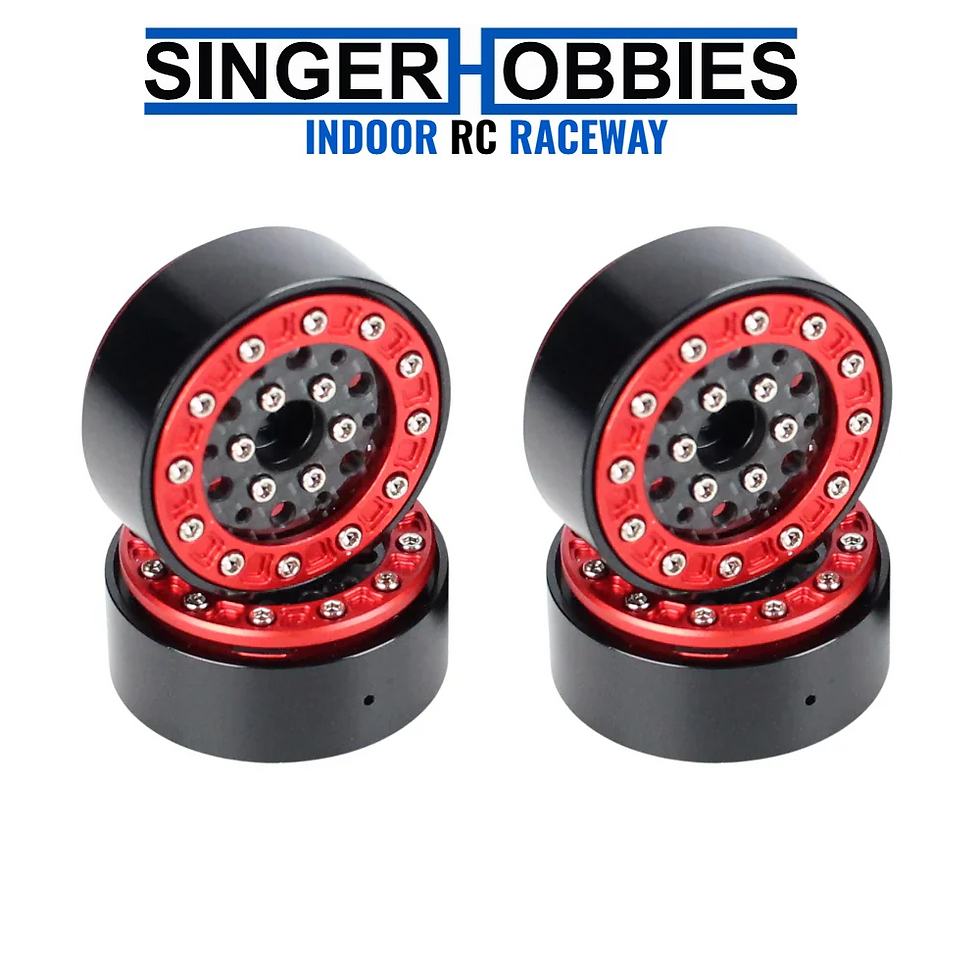 REDCAT RER43153 1.3" Beadlock Wheels (-.75 Offset) Aluminum & Carbon Fiber Red