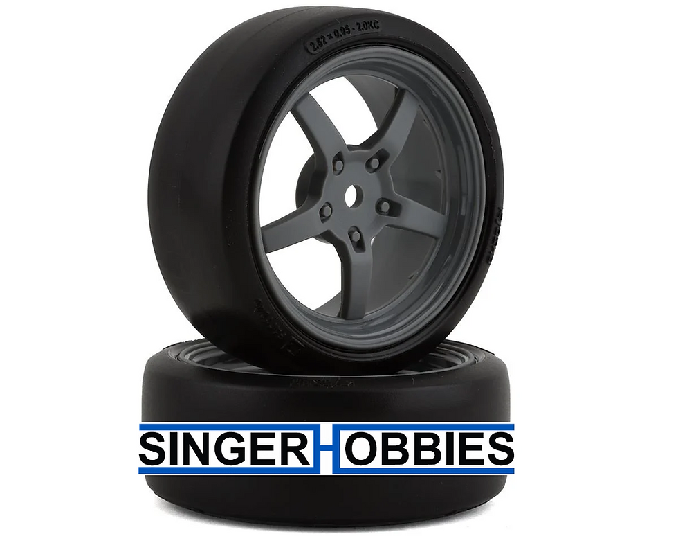 KYOSHO FATH705GYD Fazer Pre-Mounted TC Tire w/5-Spoke Racing Wheel Grey (2) 12mm