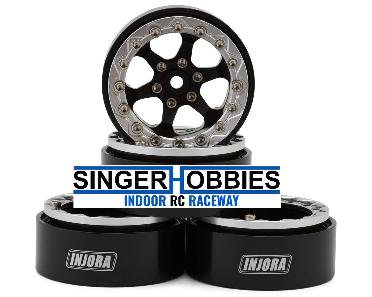 INJORA YQW-1313SB 1.3" 6-Slot Aluminum Micro Crawler Beadlock Wheels 23g Black