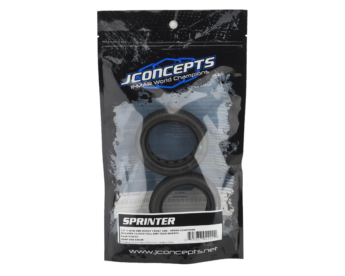 JCONCEPTS 3134-02 Sprinter 2.2" 2WD Front Buggy Dirt Oval Tires (2) (Green)