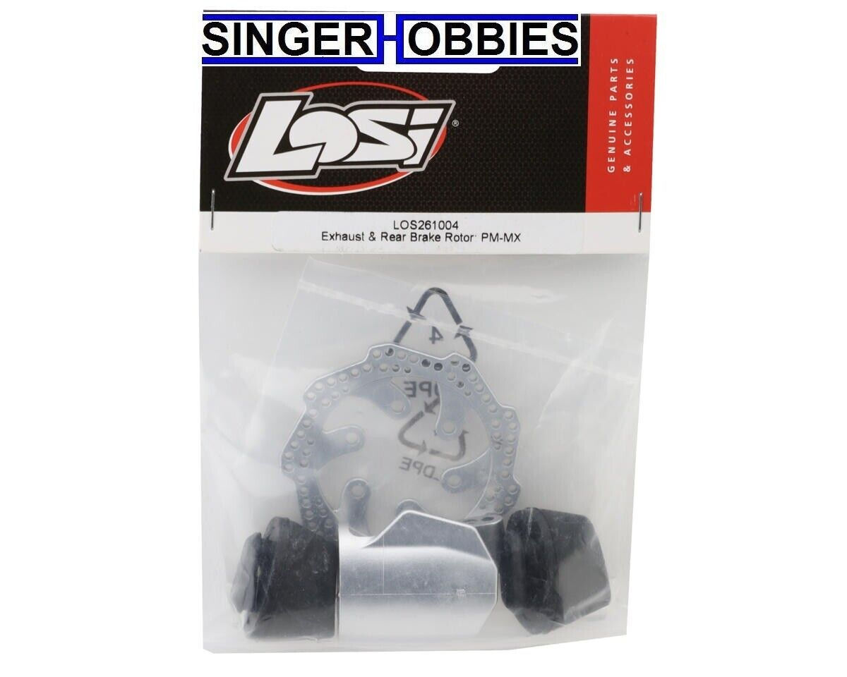 LOSI LOS261004: Exhaust & Rear Brake Rotor Promoto-MX DIRTBIKE