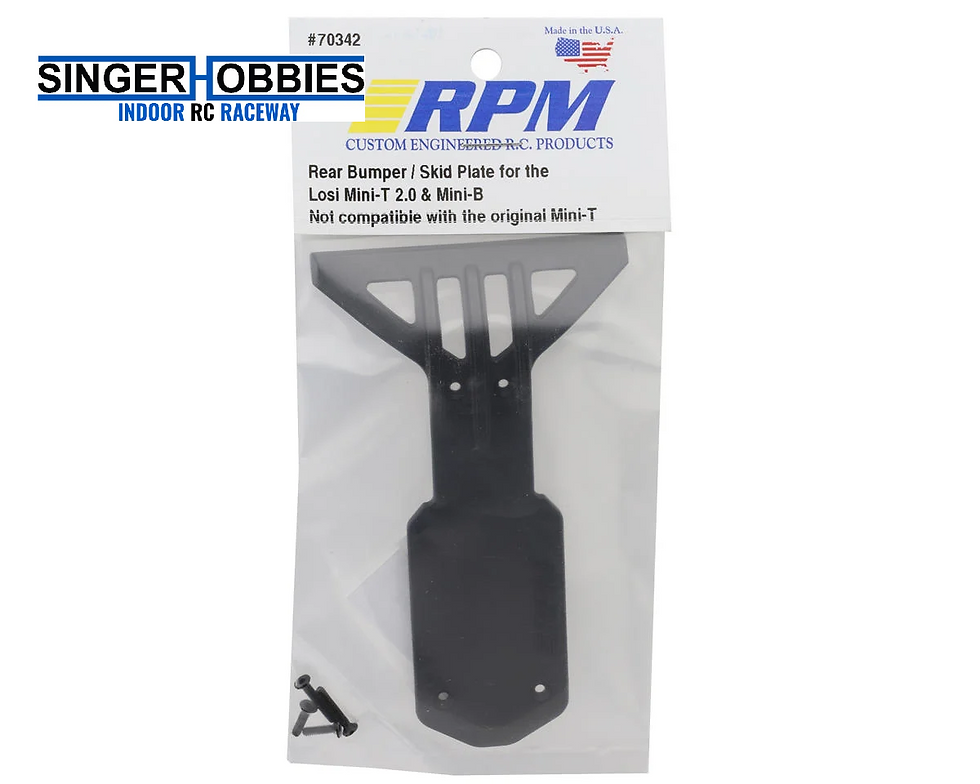 RPM 70342 Losi Mini-T 2.0/Mini-B Rear Bumper/Skid Plate (Black)