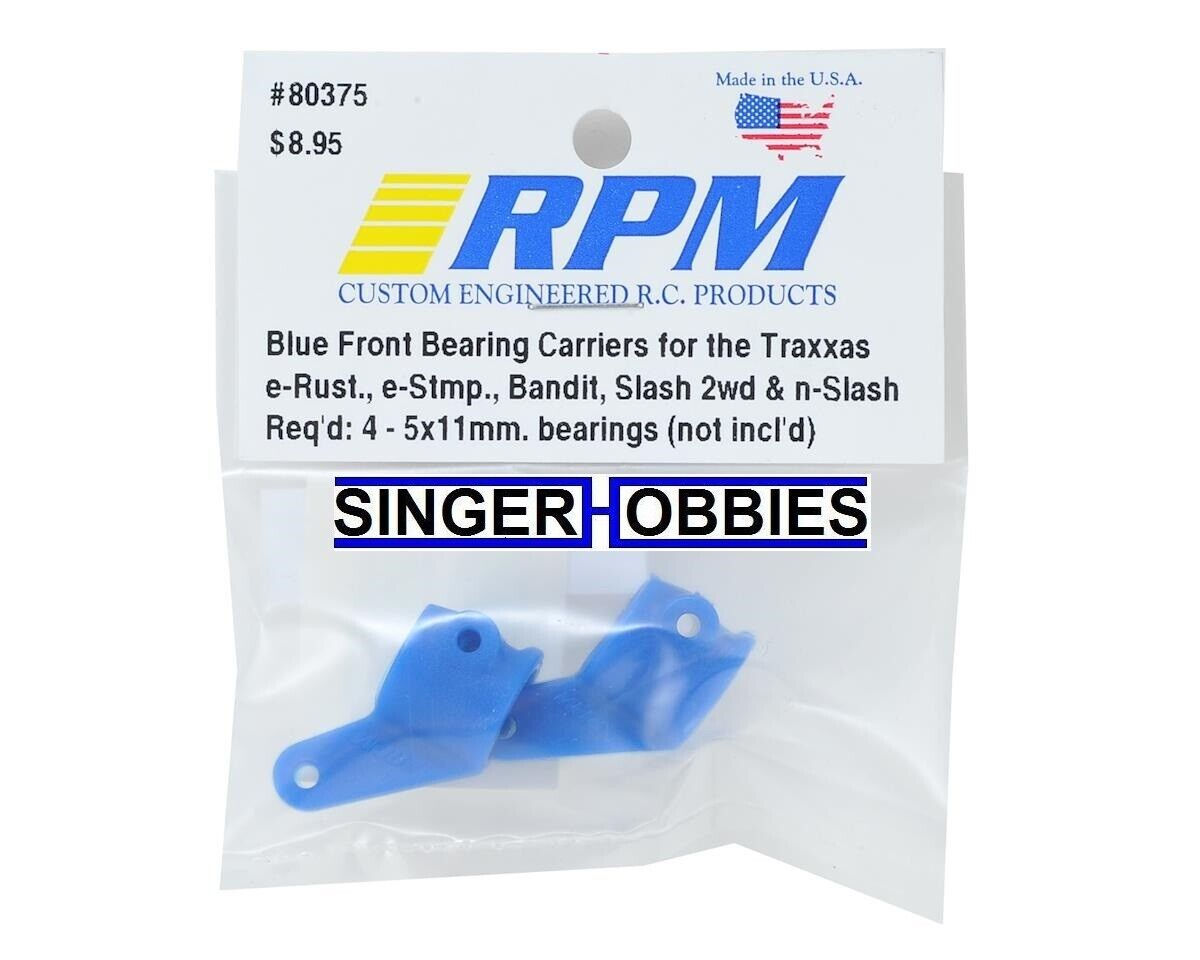 RPM 80375 Front Bearing Carrier Set Blue (Slash, Bandit, Rustler, Stampede) HH