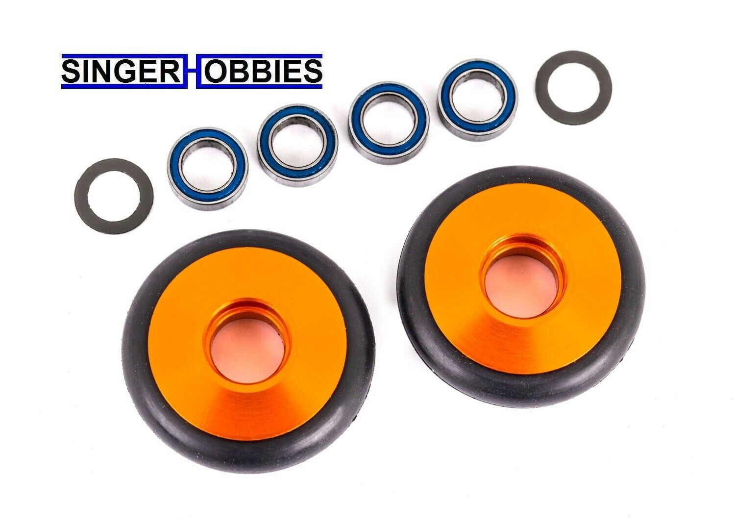 Traxxas 9461a Wheelie Bar Wheels Aluminum Orange 5x8x2.5mm Bearings Drag Slash