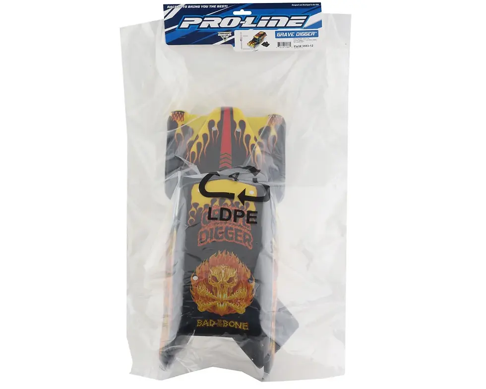 Thumbnail: PRO LINE 359312 LMT 1.0 1/8 Grave Digger Fire Pre-Painted Body (Red)