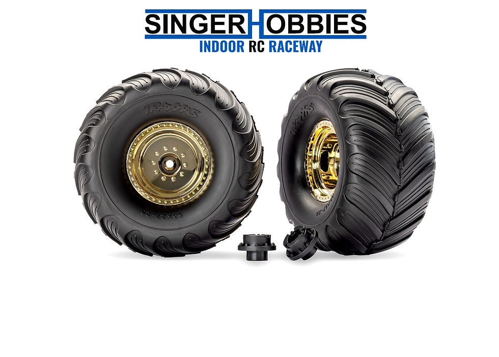 Traxxas 3663-GOLD Monster Truck Gold Wheels & Terra Groove Tires (2) BIGFOOT LE