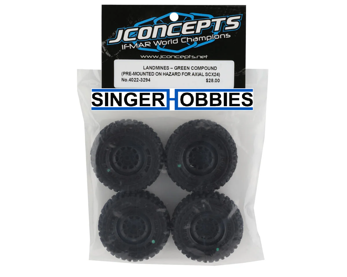 JCONCEPTS 4022-3294 Landmines 1.0" Tires Hazard Wheel Black (4) Green 7MM