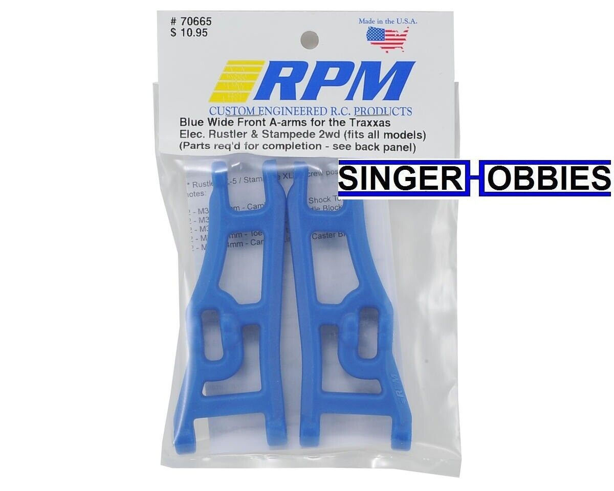 RPM RPM70665 Stampede/Rustler Wide Front A-Arms (2) (BLUE) NEW IN PACKAGE HH