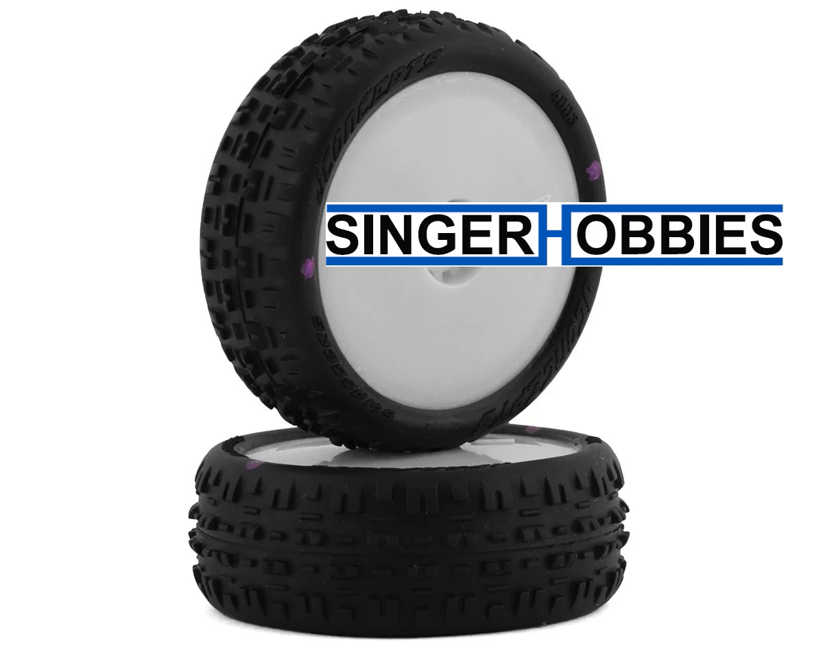 JCONCEPTS 4003-101011 Mini-B Swagger Pre-Mounted Front Tires (White) (2) Pink
