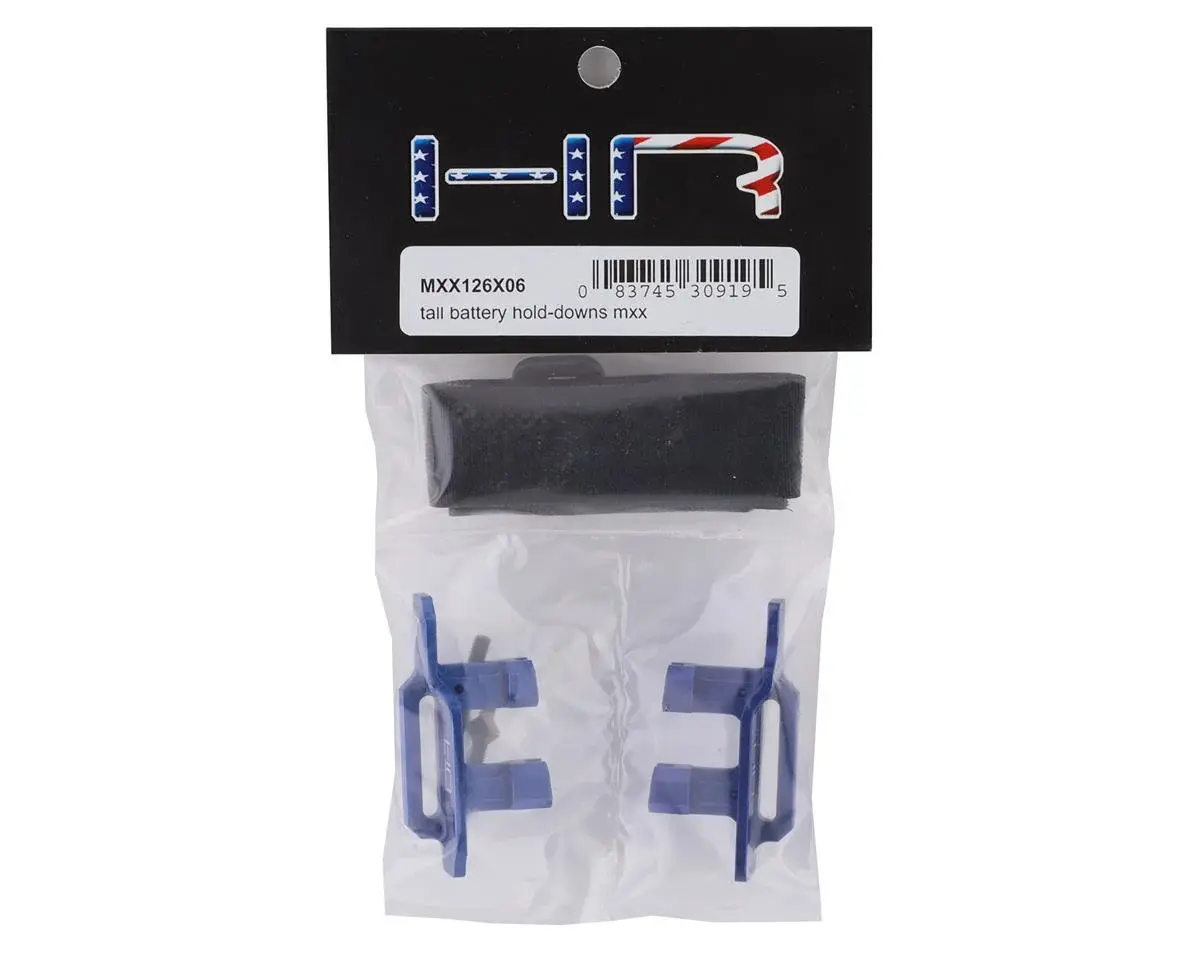 HOT RACING MXX126X06 Tall Battery Hold-Downs for Traxxas Maxx (Blue)