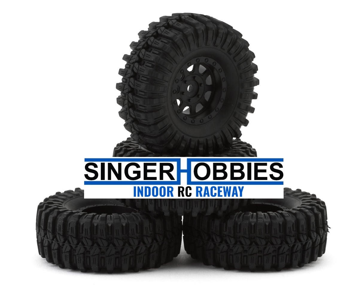 REDCAT RER41719 Ascent 32 Pre-mounted 1/32 Rock Crawler Tires (Black) (4)