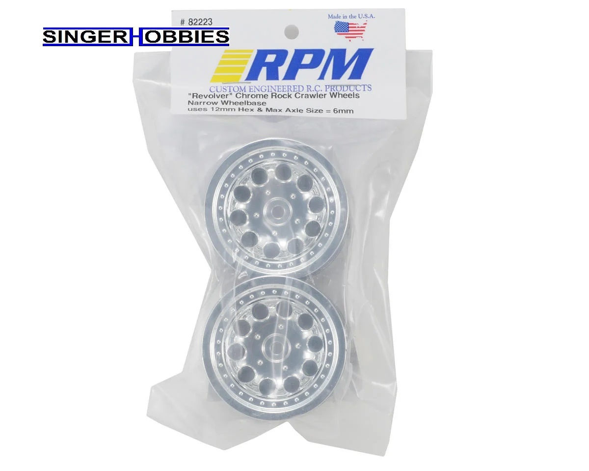 RPM 82223 Revolver 2.2" Rock Crawler Wheels (2) Chrome 12MM Narrow Wheelbase
