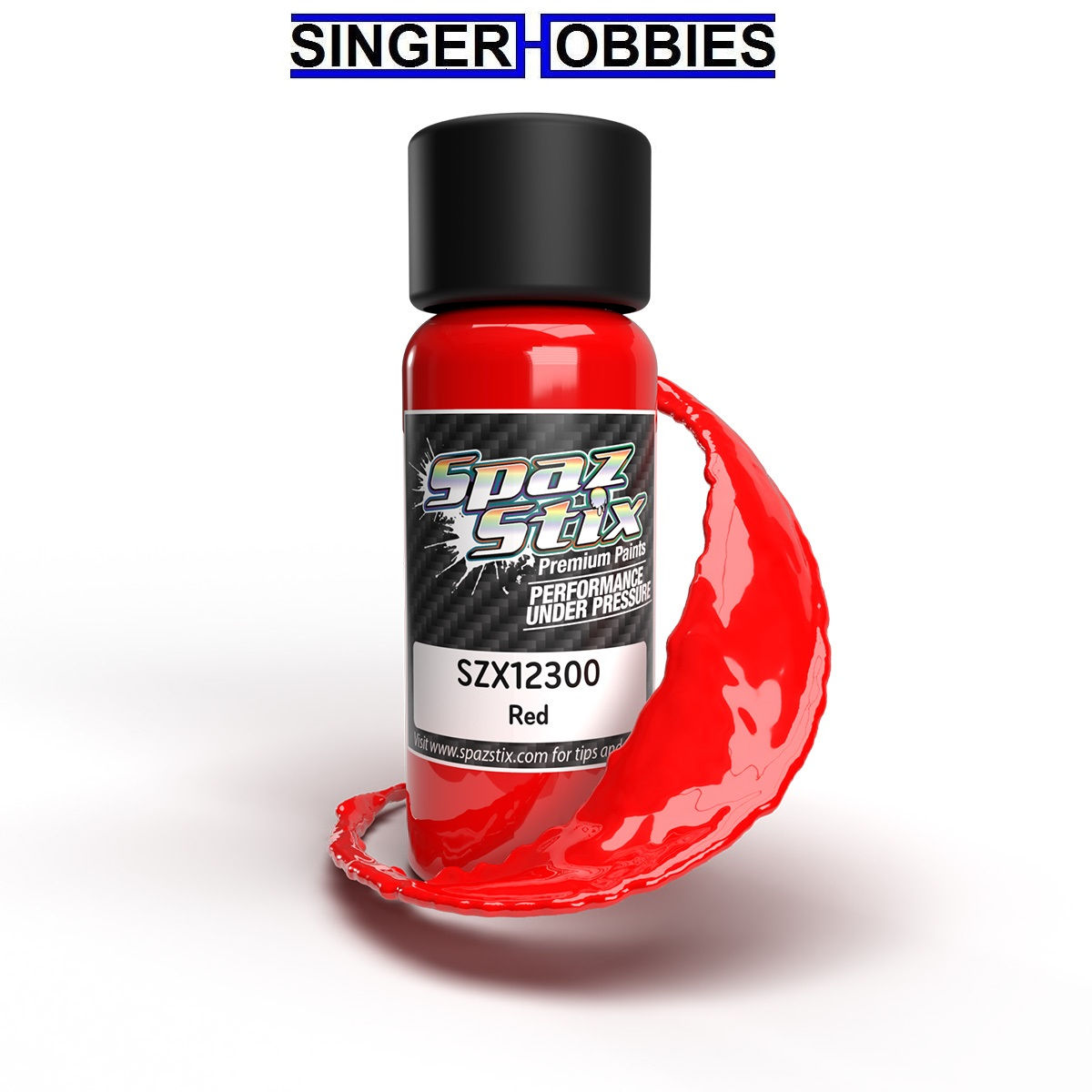 SPAZ STIX SZX12300 Solid Red Airbrush Ready Paint, 2oz Bottle