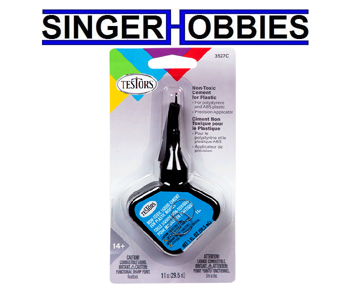 TESTORS TES3527C NonToxic Plastic Model Cement w/ Applicator, 1oz