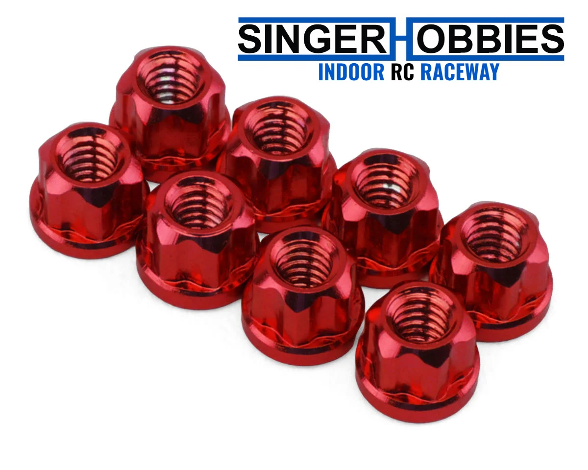 Hot Racing SXTY23N02 Axial SCX30 Aluminum 2mm Flange Wheel Nuts (Red) (8)
