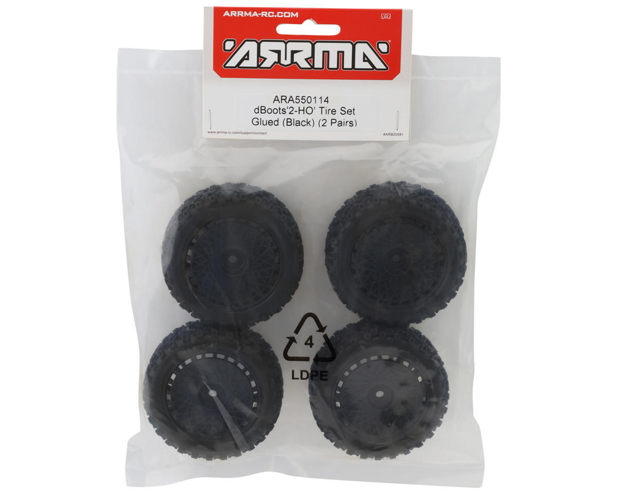 ARRMA ARA550114 dBoots "2-HO" Pre-Mounted Tire Set (Black) (4) TYPHON GROM
