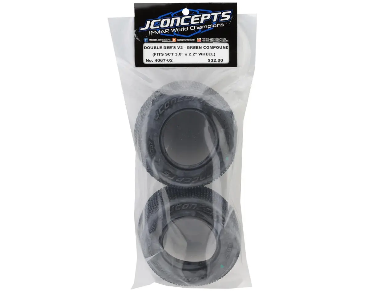 JCONCEPTS 4067-02 Double Dee's V2 1/10 Short Course Truck Tires (2) (Green)