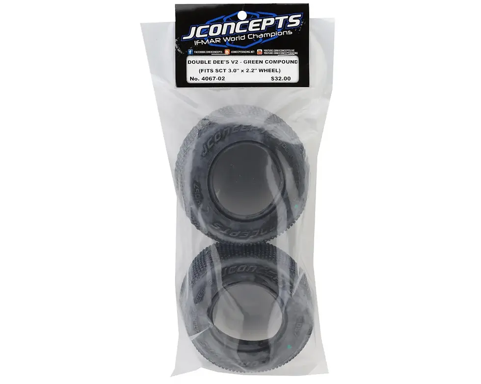 Thumbnail: JCONCEPTS 4067-02 Double Dee's V2 1/10 Short Course Truck Tires (2) (Green)