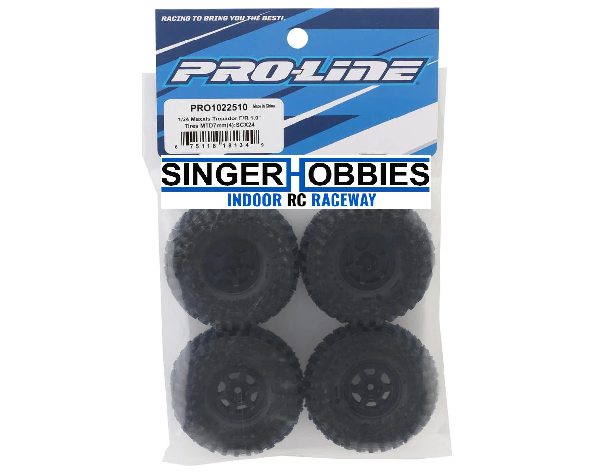 Pro Line 10225-10 SCX24 1.0" Maxxis Trepador Tires 63.5mm OD Soft Holcomb Wheels