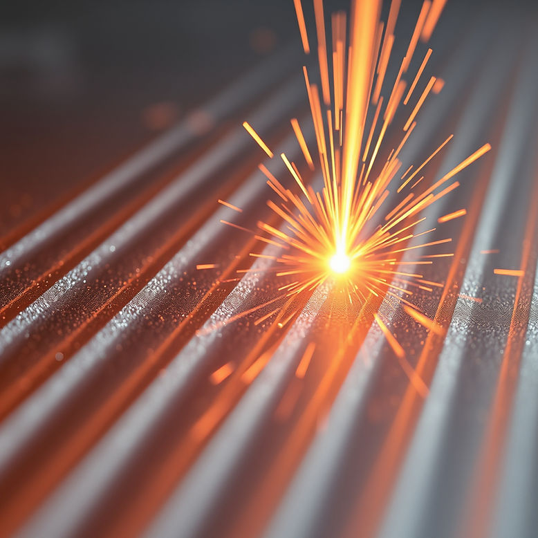 Ultra-close macro of array of parallel laser-engraved microchannels on a metallic or silic