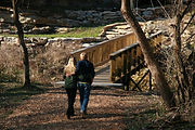 Happy couple walking