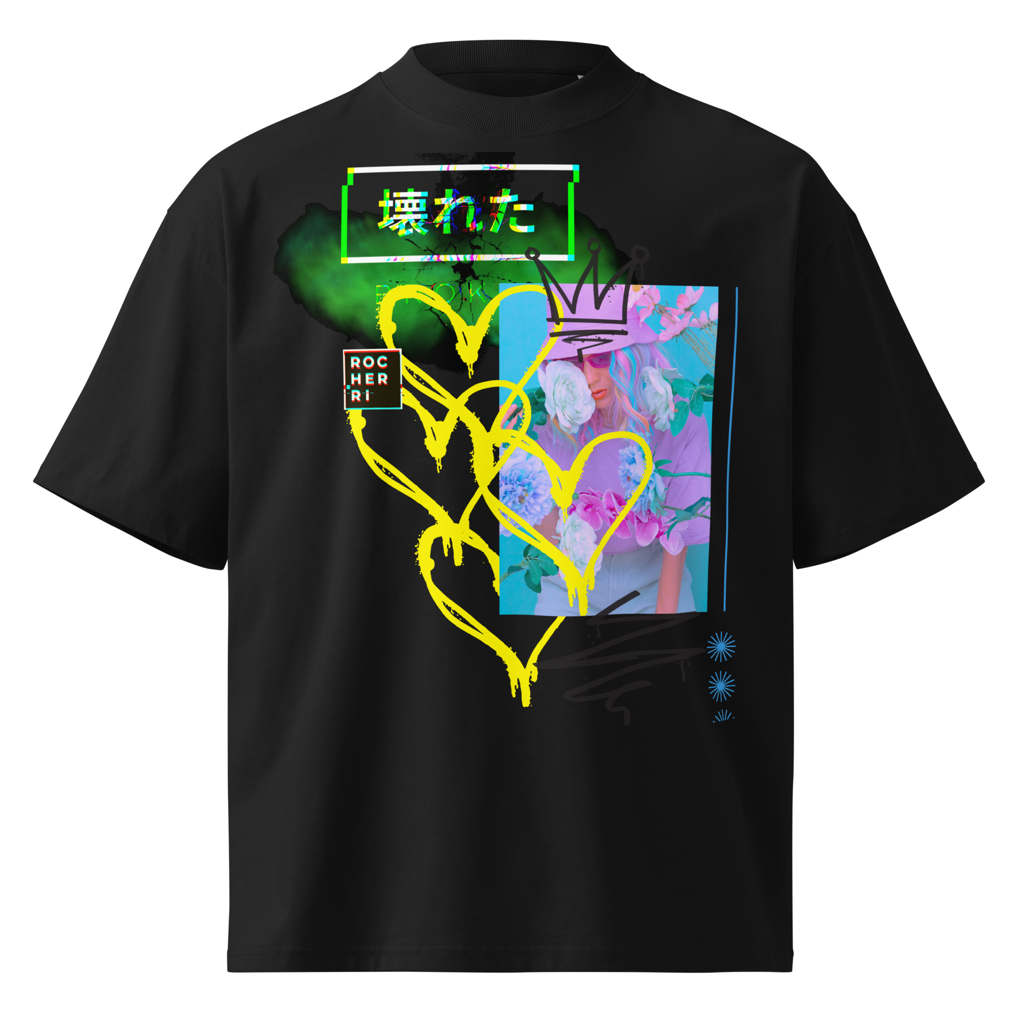 Unisex organic oversized high neck t-shirt