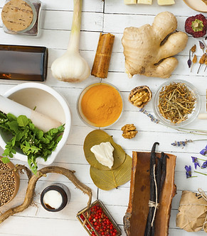 Herbal medicines on a table